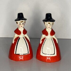 Vintage Pilgrim Ladies in Red Dress Salt & Pepper Shakers